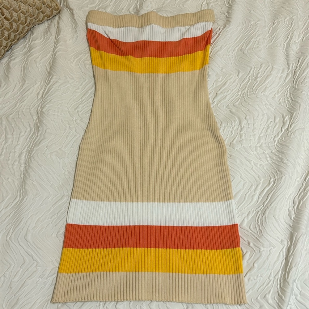 Strapless Striped Vacation Summer Dress